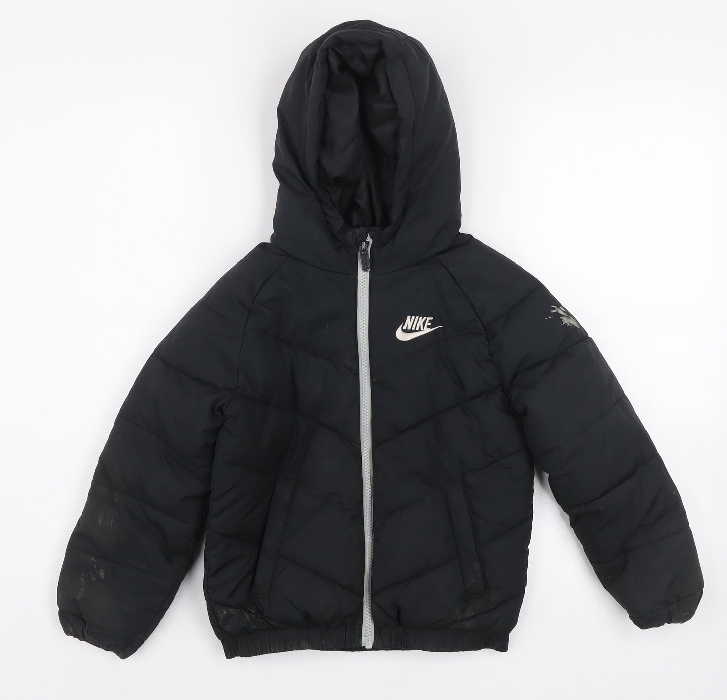 Nike Boys Black Hooded Puffer Jacket 6 Years Winter Coat