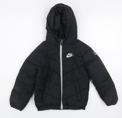 Nike Boys Black Hooded Puffer Jacket 6 Years Winter Coat