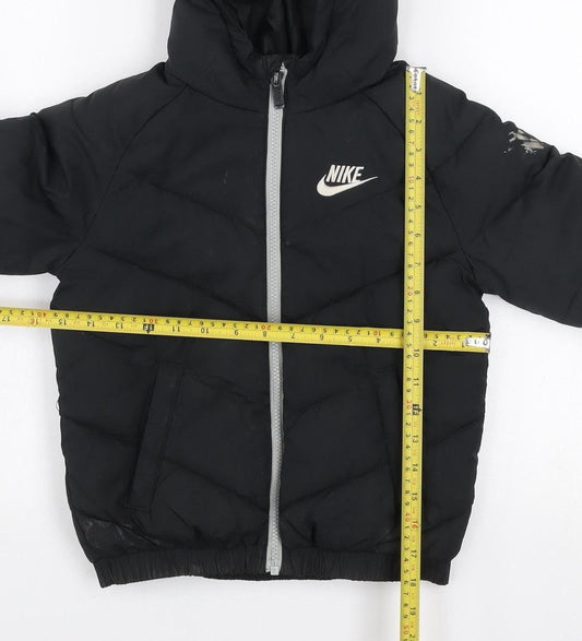 Nike Boys Black Hooded Puffer Jacket 6 Years Winter Coat