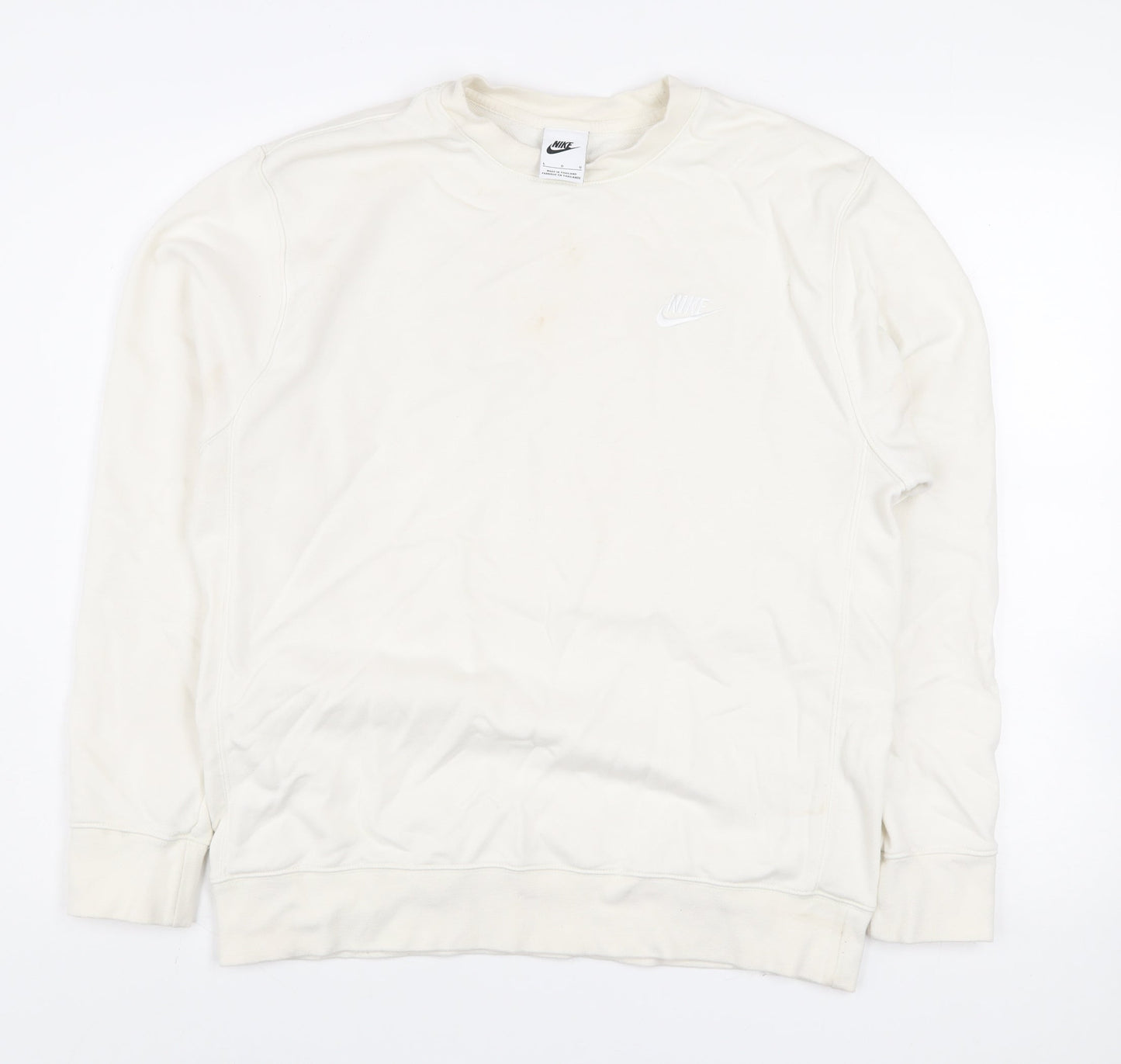 Nike Women Ivory L Pullover Crew Neck Sweatshirt 80% Cotton