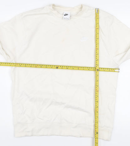 Nike Women Ivory L Pullover Crew Neck Sweatshirt 80% Cotton