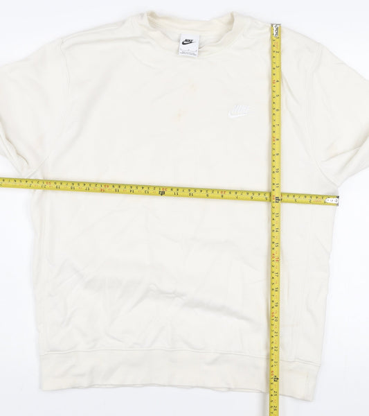 Nike Women Ivory L Pullover Crew Neck Sweatshirt 80% Cotton