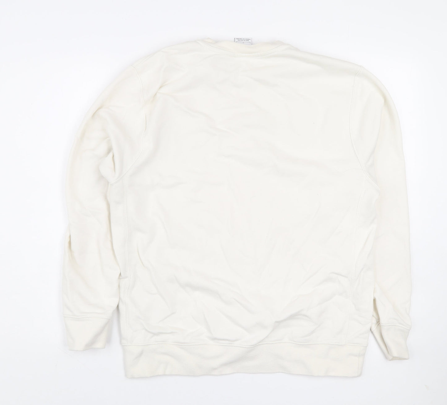 Nike Women Ivory L Pullover Crew Neck Sweatshirt 80% Cotton