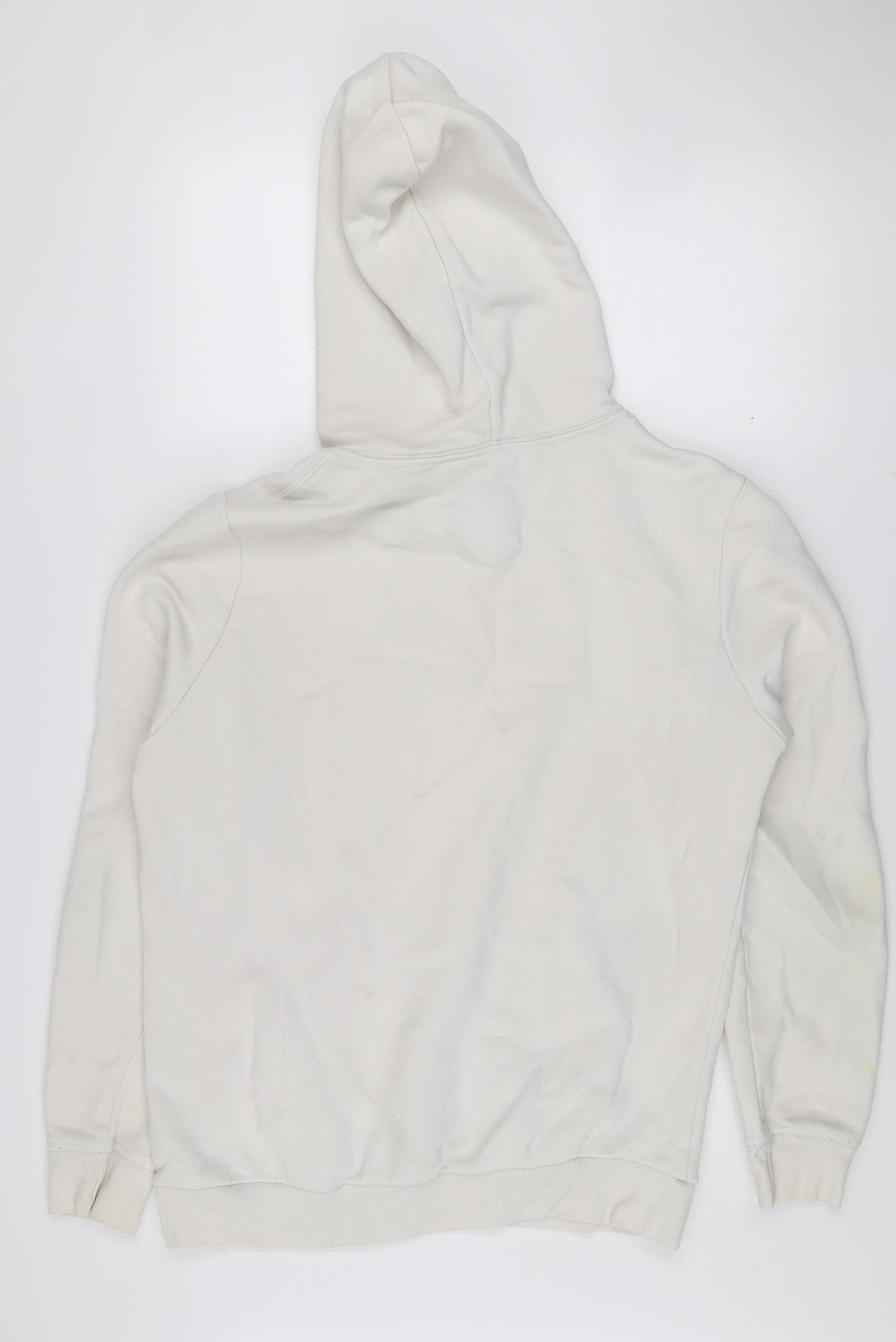 Bershka Men’s Beige Pullover Hoodie L Regular Fit Fleece Cotton Blend