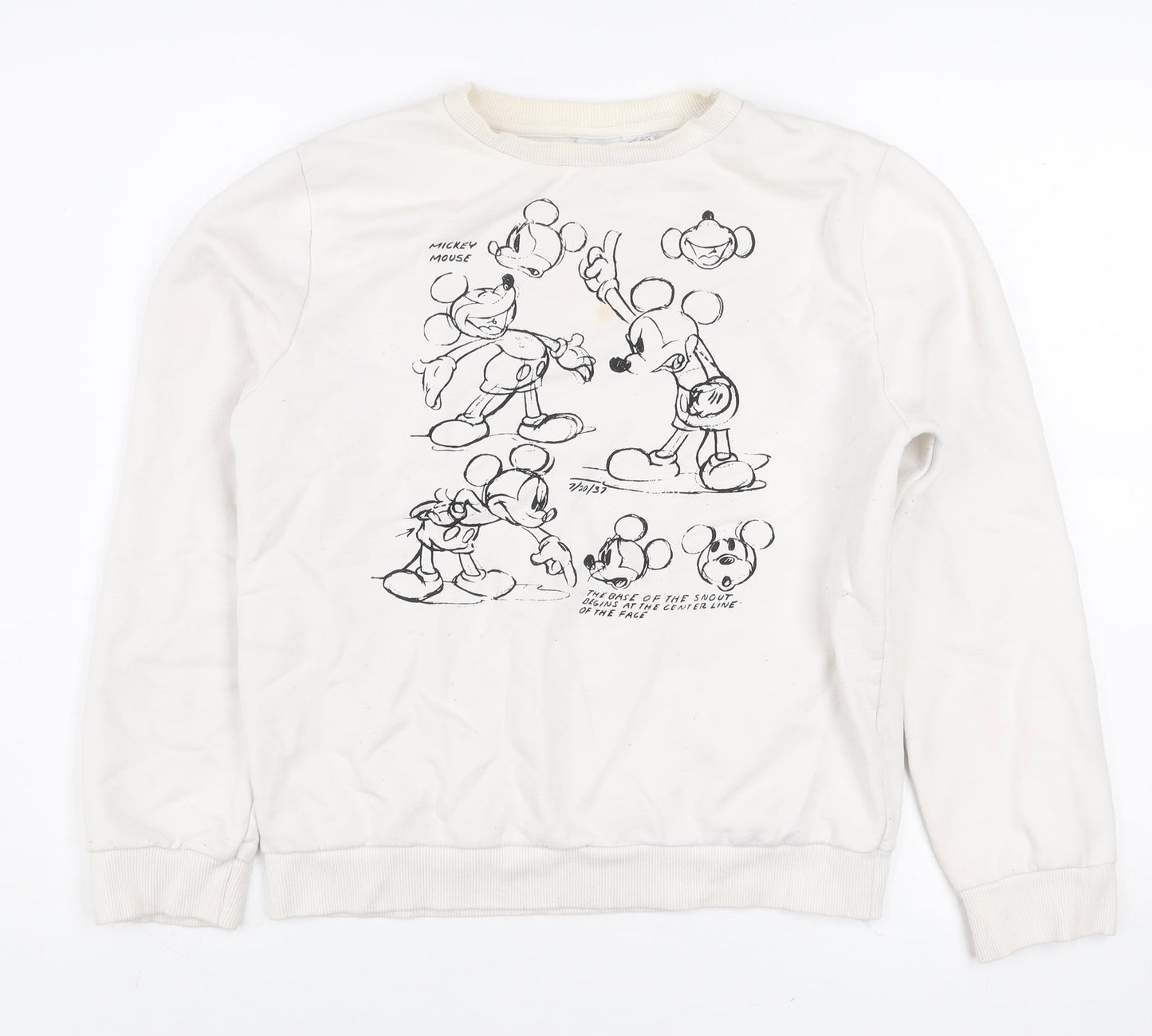 Disney Women's Ivory Mickey Mouse Graphic Pullover Sweatshirt Size 10/12