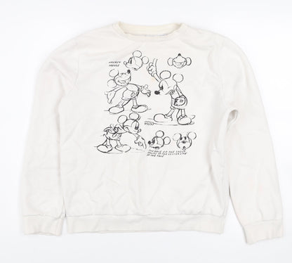 Disney Women's Ivory Mickey Mouse Graphic Pullover Sweatshirt Size 10/12