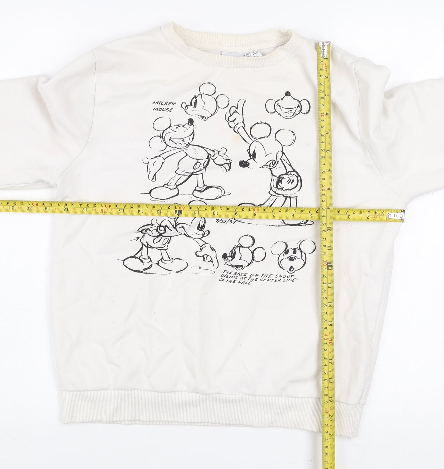 Disney Women's Ivory Mickey Mouse Graphic Pullover Sweatshirt Size 10/12