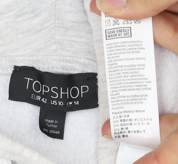 Topshop Women’s Grey Hooded Pullover Hoodie Size 14 Philadelphia Panthers