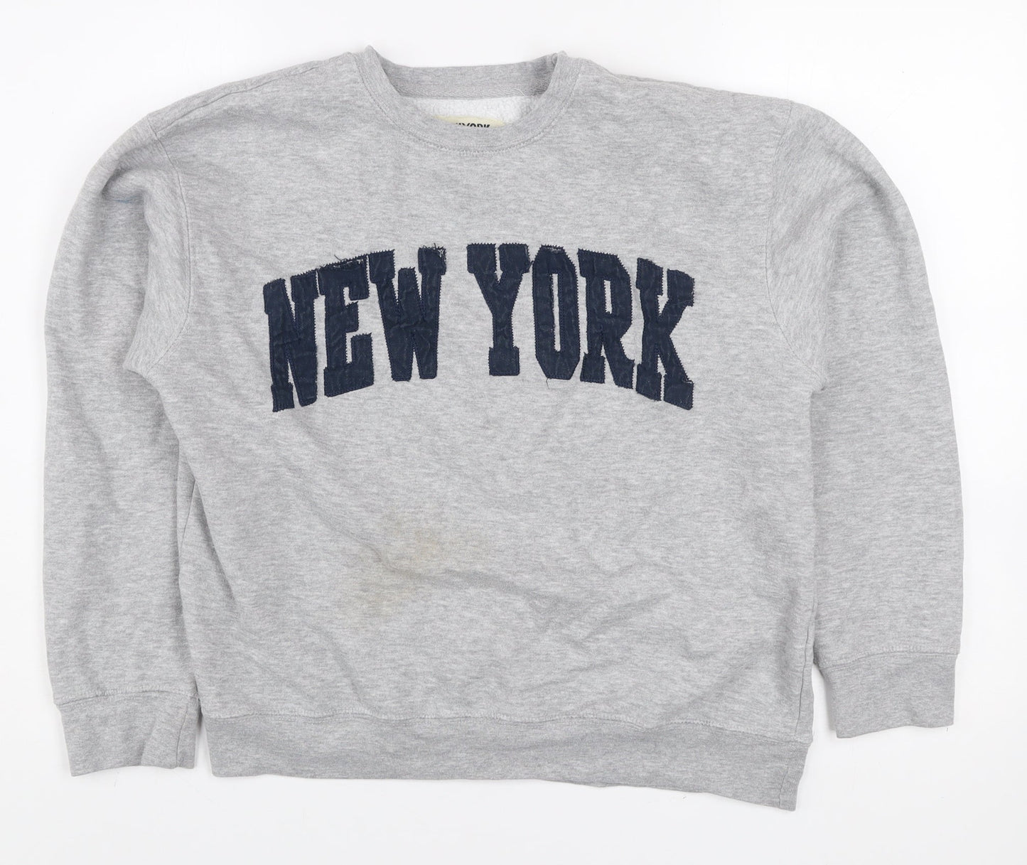 New York Popular Men's Grey Crew Neck Pullover Sweatshirt M