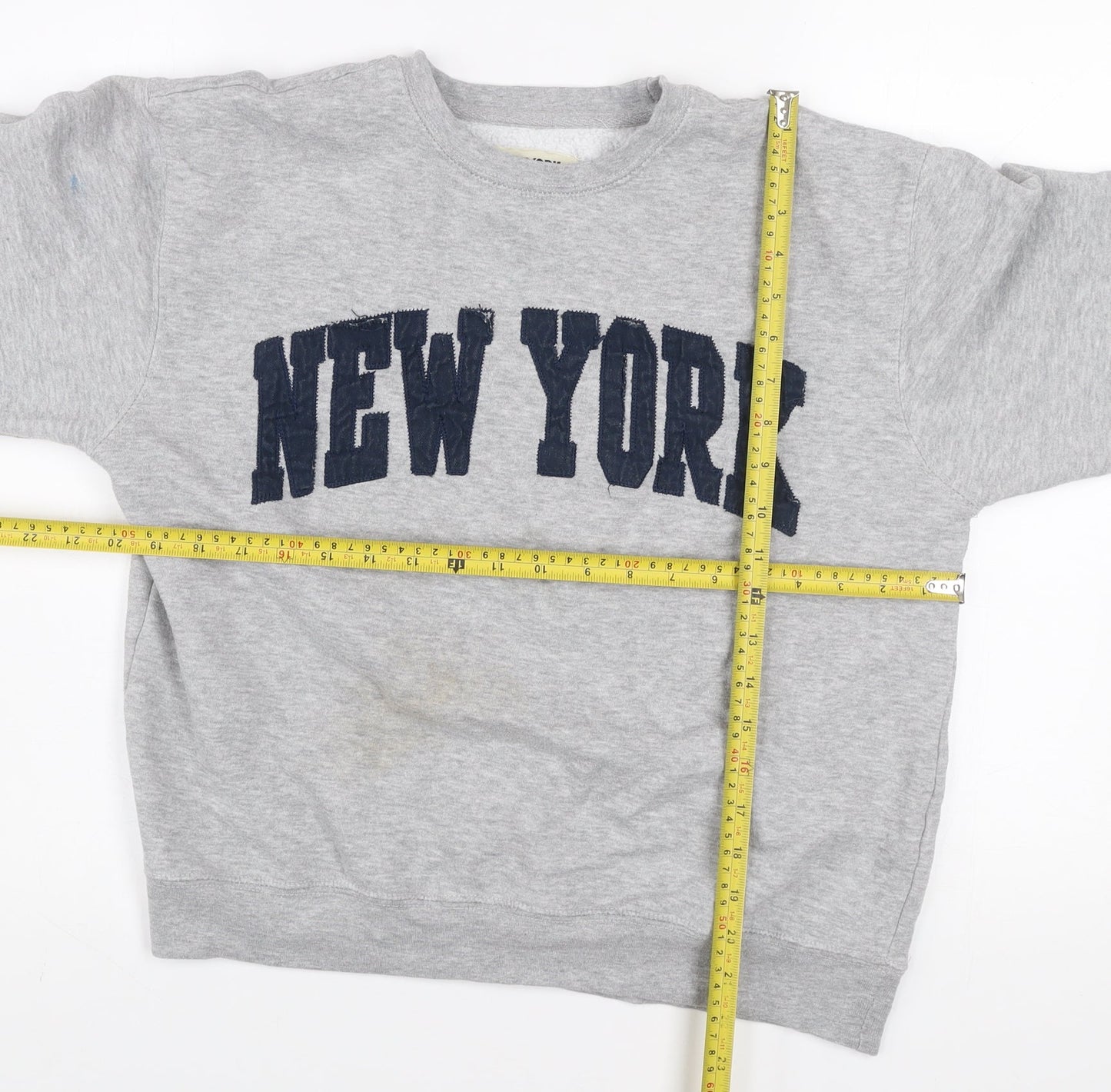 New York Popular Men's Grey Crew Neck Pullover Sweatshirt M