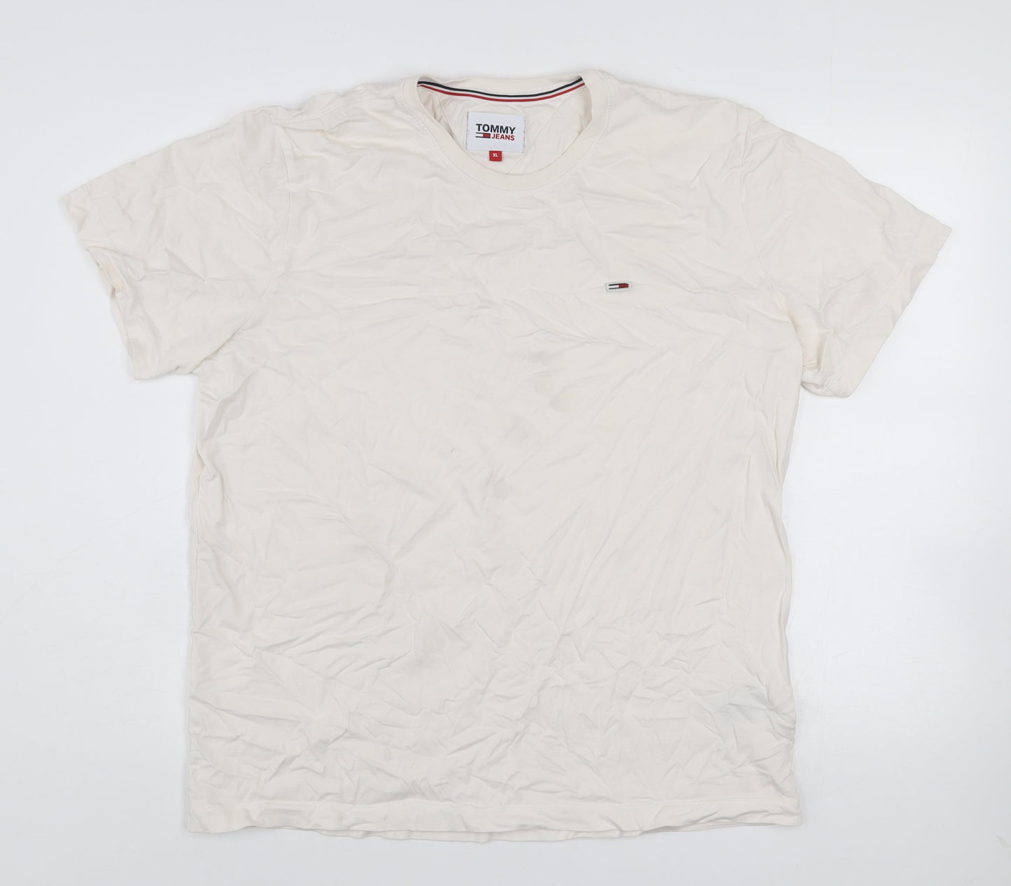 Tommy Jeans Men’s White Cotton Crew Neck Short Sleeve T-Shirt XL