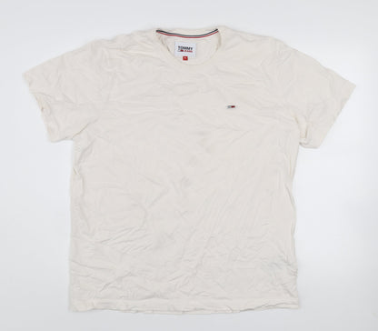 Tommy Jeans Men’s White Cotton Crew Neck Short Sleeve T-Shirt XL