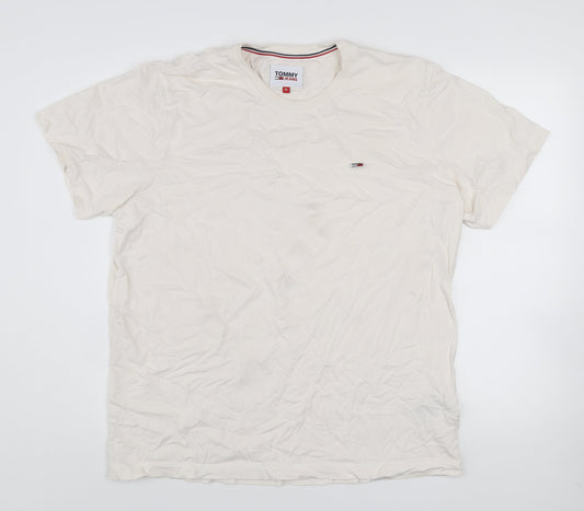 Tommy Jeans Men’s White Cotton Crew Neck Short Sleeve T-Shirt XL