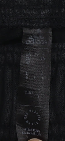 Adidas Women Black L Jogger Sweatpants Elastic Waist Pockets