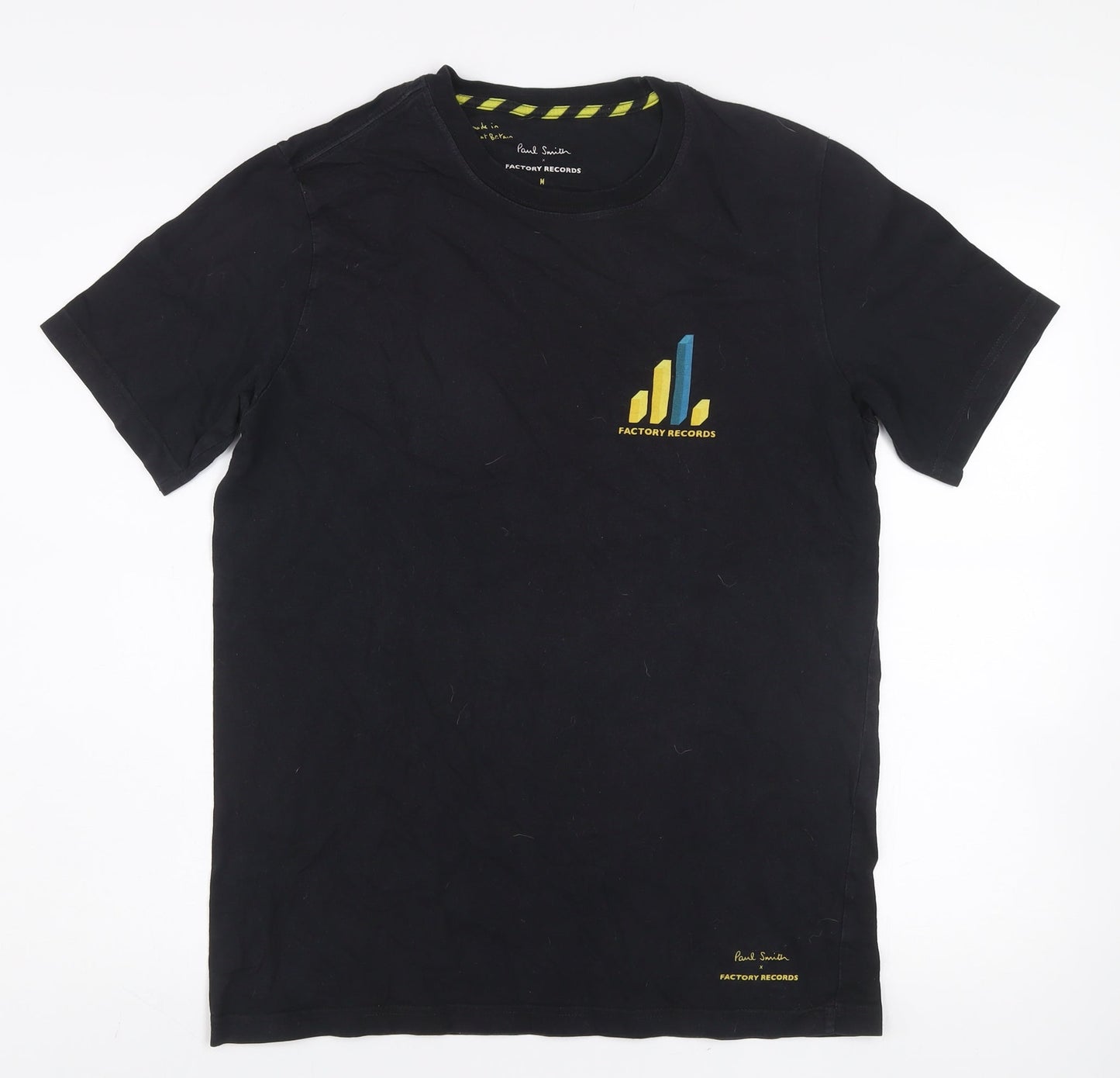 Paul Smith Men’s Black Factory Records Cotton Crew Neck T-Shirt M