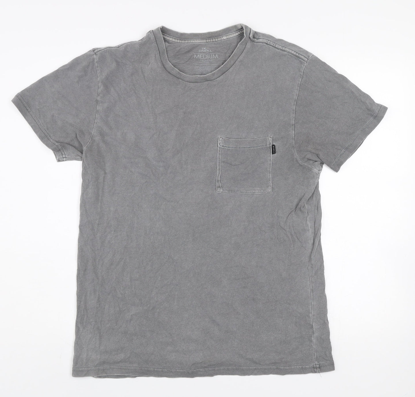 O'Neill Men Grey Cotton Crew Neck Short Sleeve Pocket T-Shirt Medium