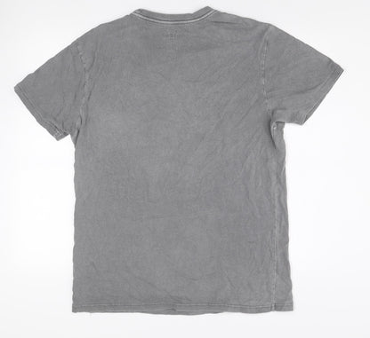 O'Neill Men Grey Cotton Crew Neck Short Sleeve Pocket T-Shirt Medium