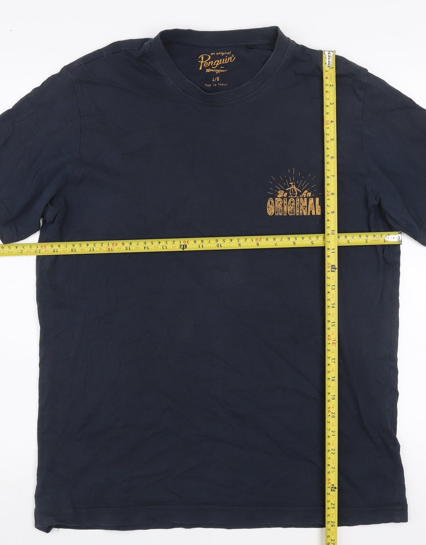 Original Penguin Men’s Blue Cotton Crew Neck T-Shirt Size L