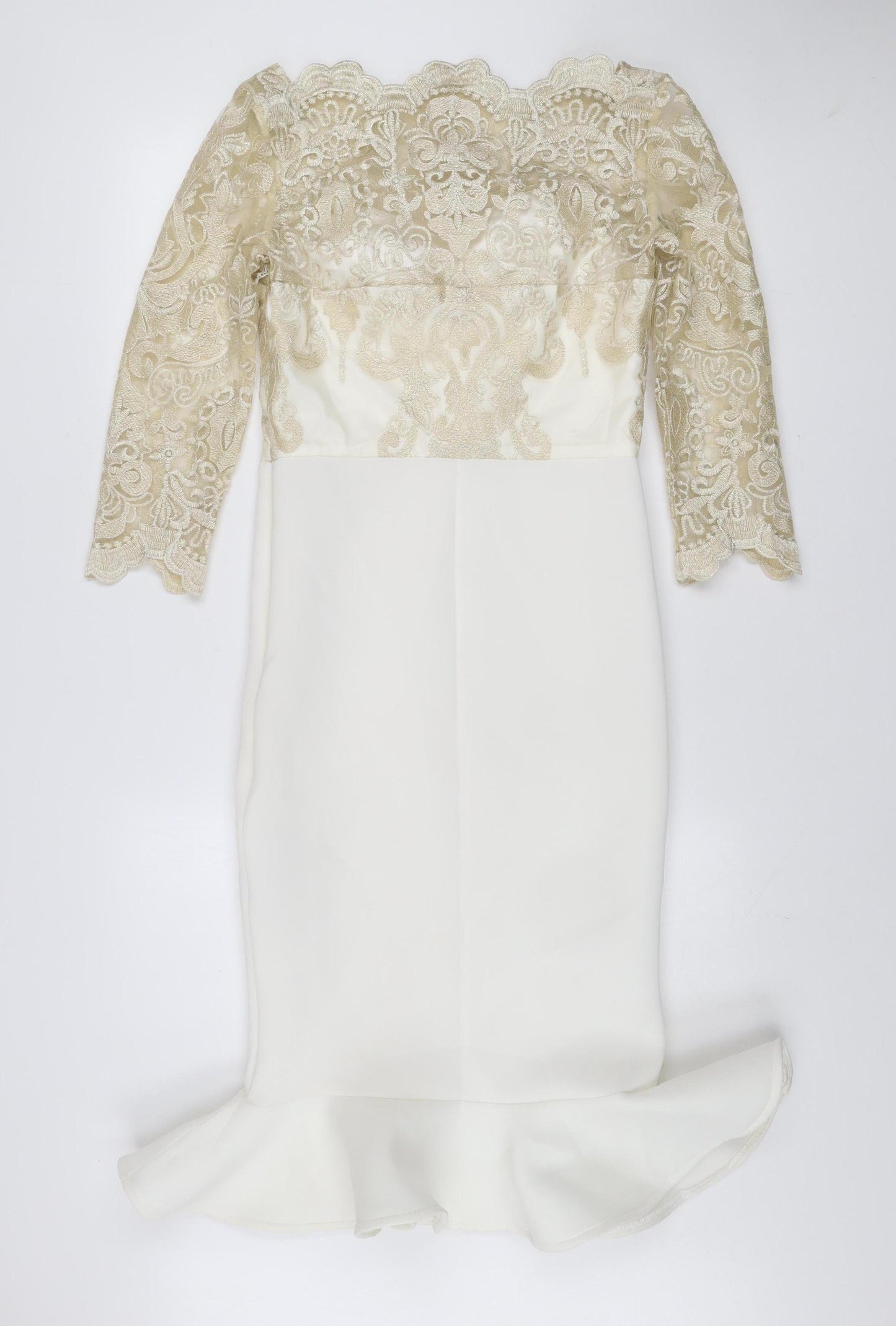 Chi Chi London Women’s Ivory Lace Off Shoulder Bodycon Dress Size 10