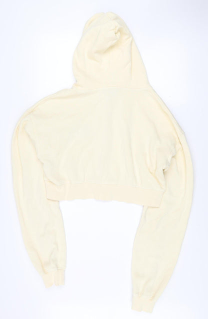 PrettyLittleThing Unisex Beige Full Zip Hoodie M Apres Ski Embroidered