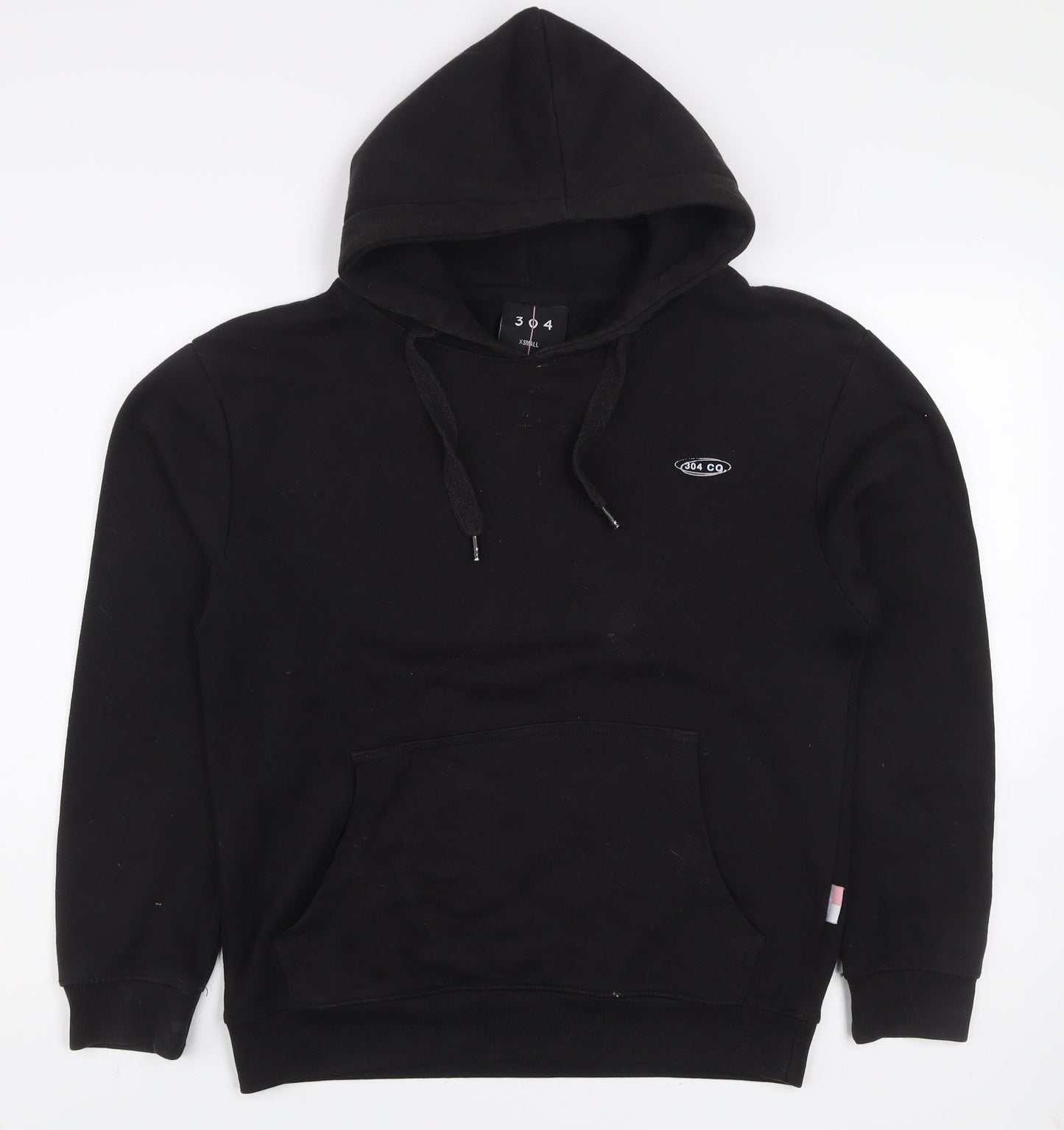 304 Men's Black Pullover Hoodie XS Graphic Logo Streetwear