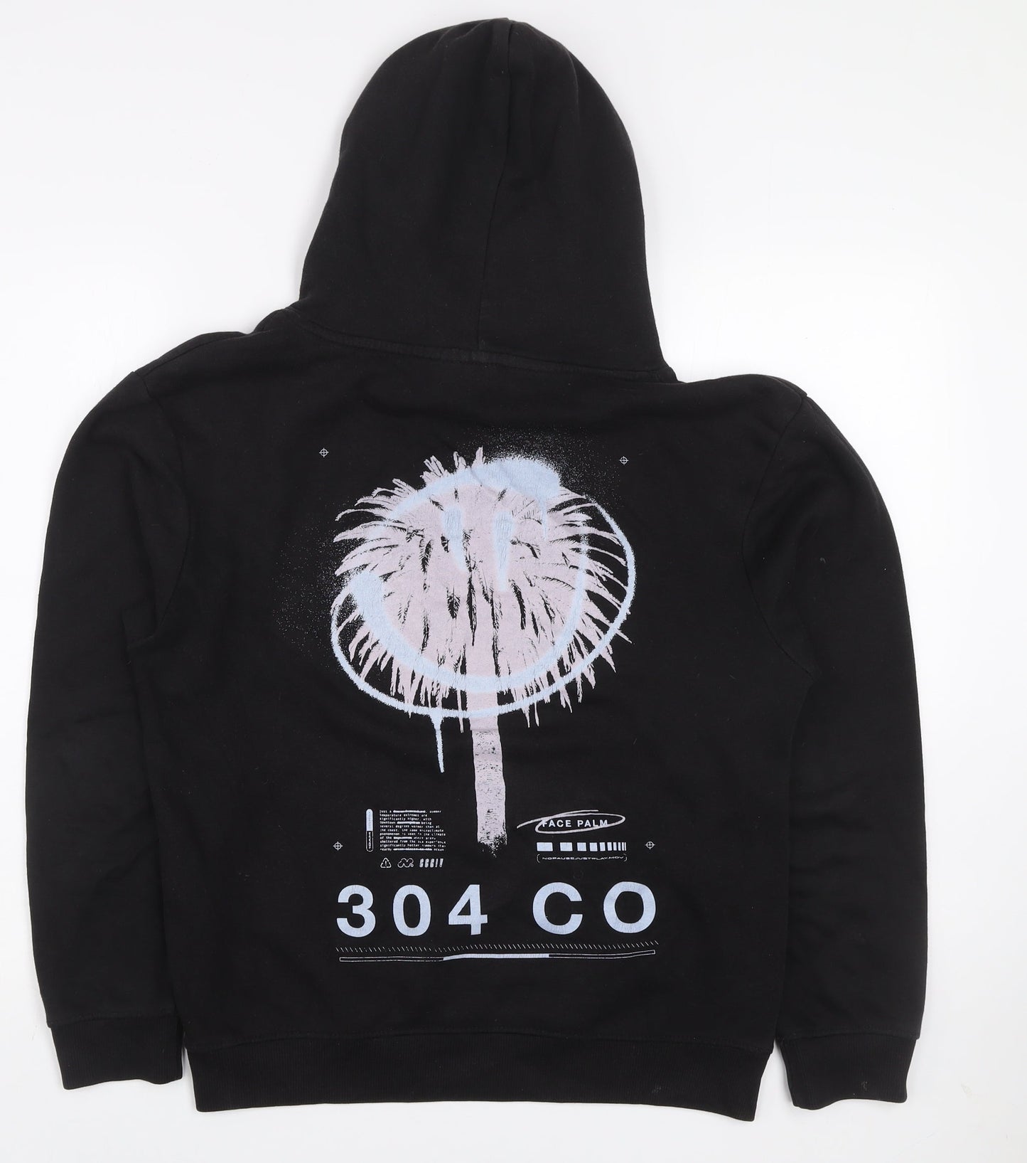 304 Men's Black Pullover Hoodie XS Graphic Logo Streetwear