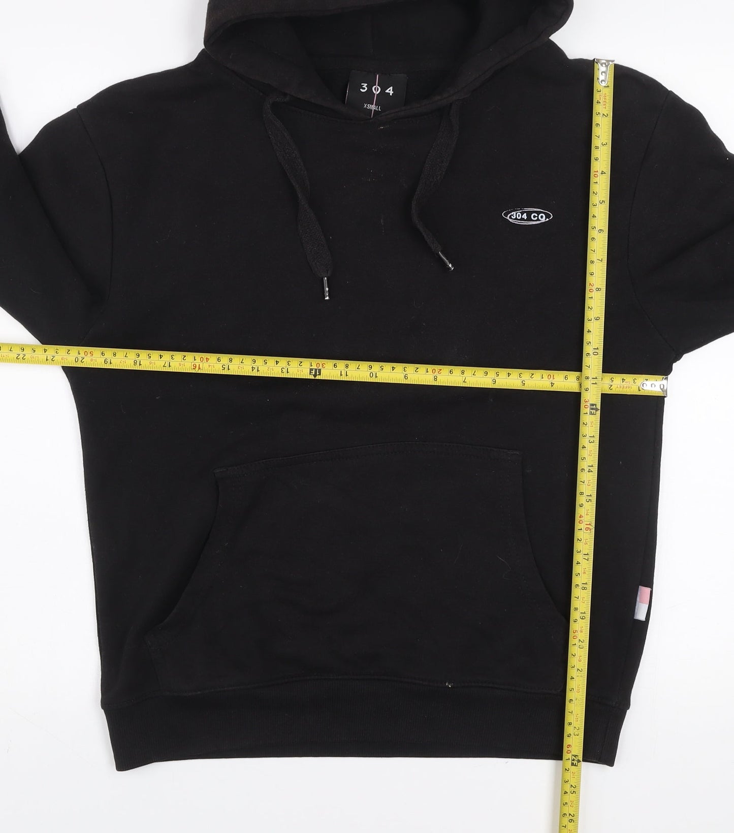 304 Men's Black Pullover Hoodie XS Graphic Logo Streetwear