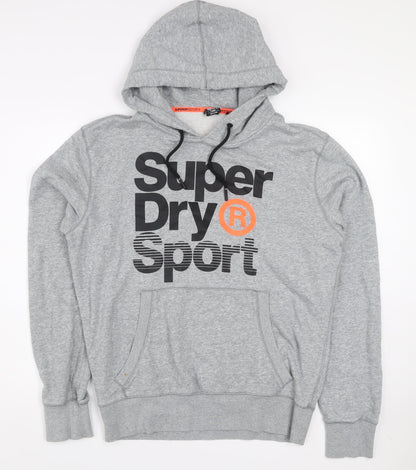Superdry Mens Grey Sport Pullover Hoodie Size L