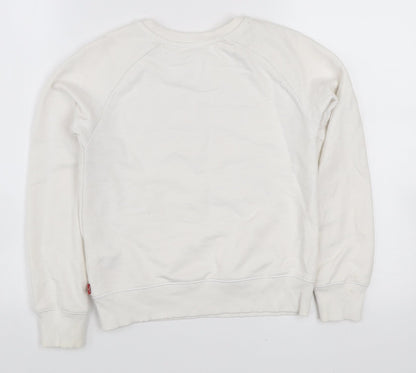 Levi's Boys White Crew Neck Sweatshirt 10 Years Cotton Blend Logo Print