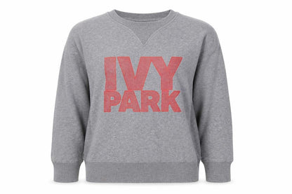 Front view of Ivy Park Women’s Grey Logo Crew Neck Pullover Sweatshirt XS