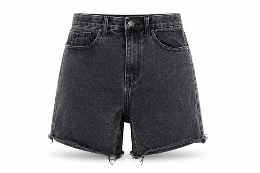 PrettyLittleThing Women’s Black Acid Wash Cut-Off Denim Shorts Size 8