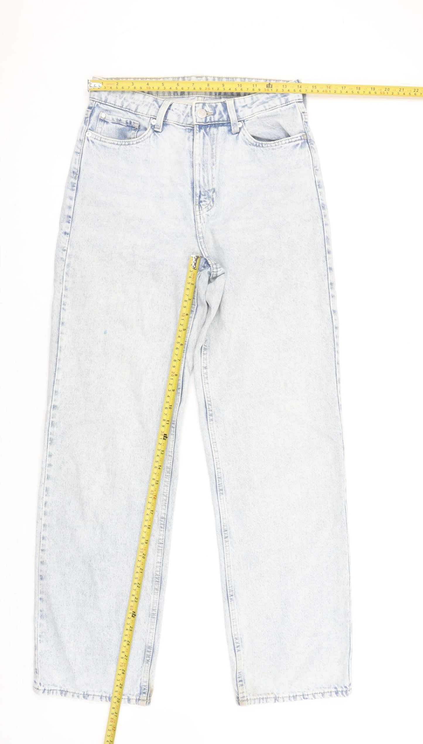 &Denim Women’s Blue High Waist Straight Jeans Size 8