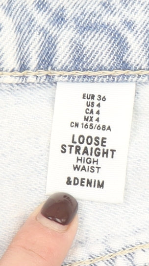 &Denim Women’s Blue High Waist Straight Jeans Size 8