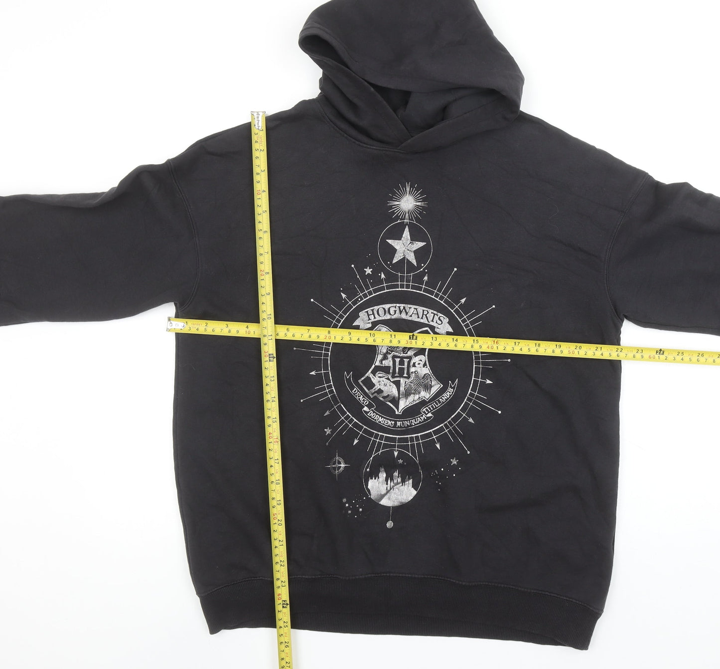 H&M Girls Harry Potter Black Pullover Hoodie 13-14 Years Hogwarts Fleece