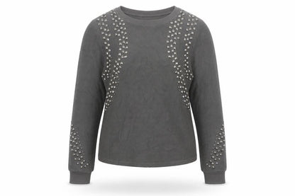 Topshop Women Grey Studded Cotton Knit Jumper UK 10
