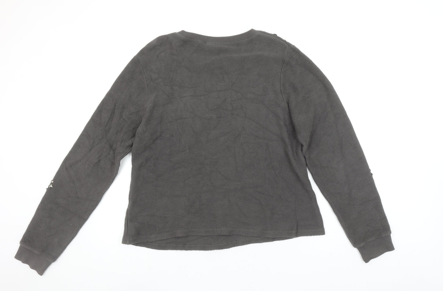 Topshop Women Grey Studded Cotton Knit Jumper UK 10