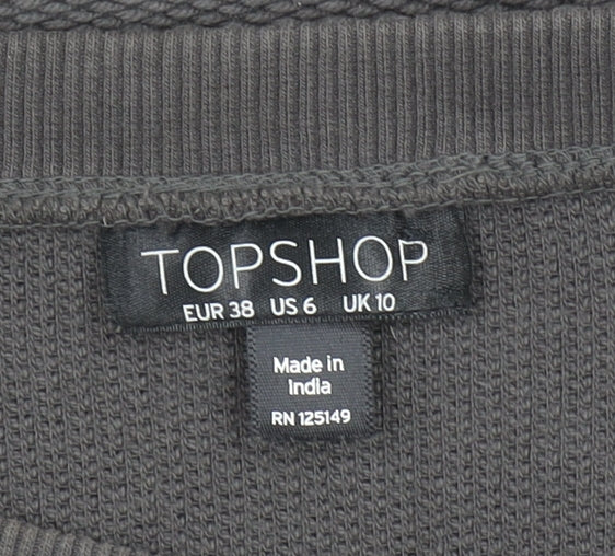 Topshop Women Grey Studded Cotton Knit Jumper UK 10