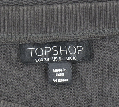 Topshop Women Grey Studded Cotton Knit Jumper UK 10