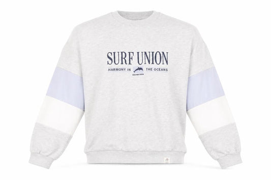 Pull & Bear Womens Grey Colourblock Surf Union Crew Neck Sweatshirt Size Small