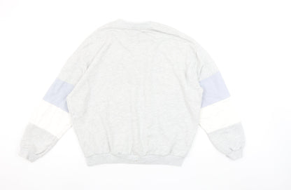 Pull & Bear Womens Grey Colourblock Surf Union Crew Neck Sweatshirt Size Small