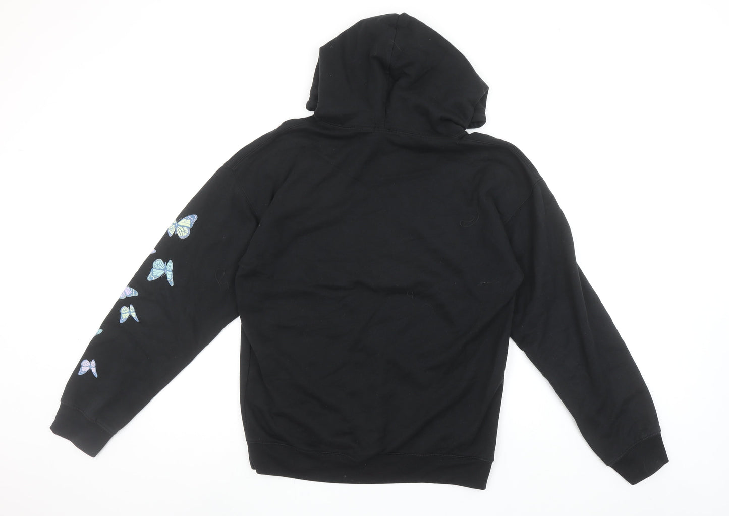 Boohoo Women’s Black Butterfly Print Pullover Hoodie Size Small