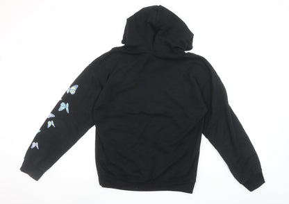 Boohoo Women’s Black Butterfly Print Pullover Hoodie Size Small