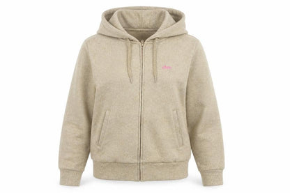 Etnies Womens Beige Full Zip Hoodie Small Jazz Style Glittered Sweatshirt