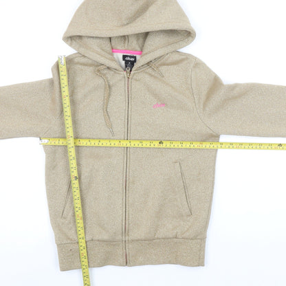 Etnies Womens Beige Full Zip Hoodie Small Jazz Style Glittered Sweatshirt