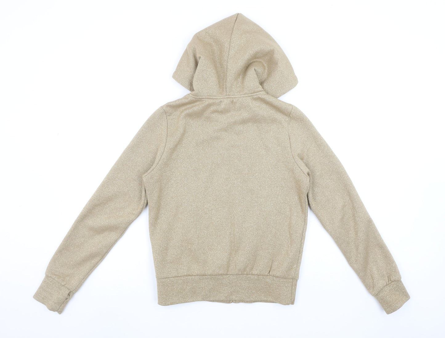 Etnies Womens Beige Full Zip Hoodie Small Jazz Style Glittered Sweatshirt
