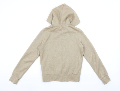 Etnies Womens Beige Full Zip Hoodie Small Jazz Style Glittered Sweatshirt