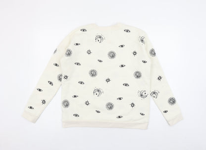 Max Jeans Womens Beige Celestial Print Pullover Sweatshirt XS