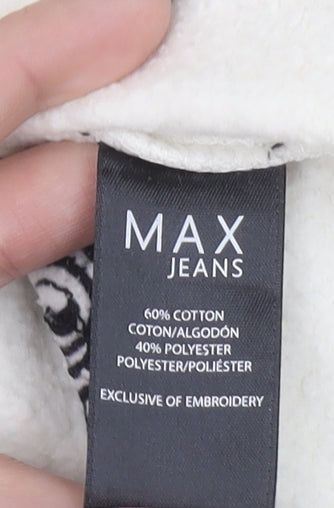Max Jeans Womens Beige Celestial Print Pullover Sweatshirt XS