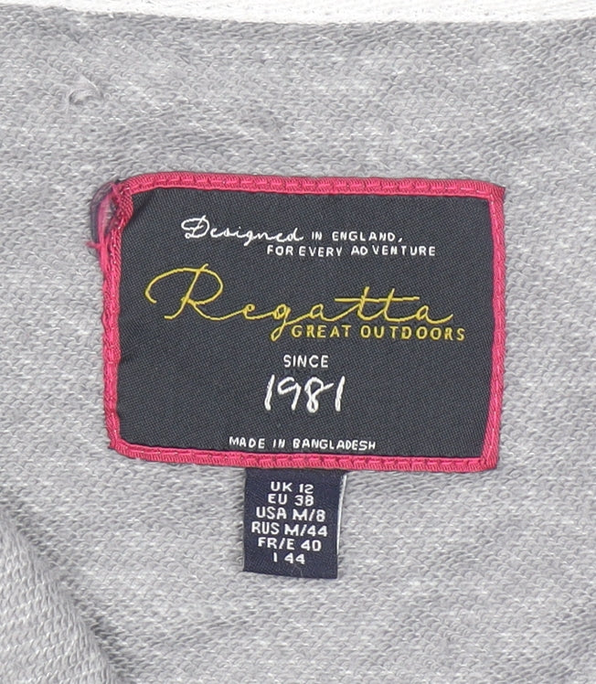 Regatta Women Grey Full Zip Hoodie UK 12 Lined Outdoor Sweatshirt