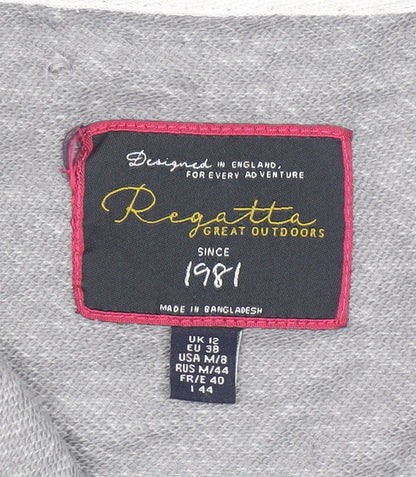 Regatta Women Grey Full Zip Hoodie UK 12 Lined Outdoor Sweatshirt